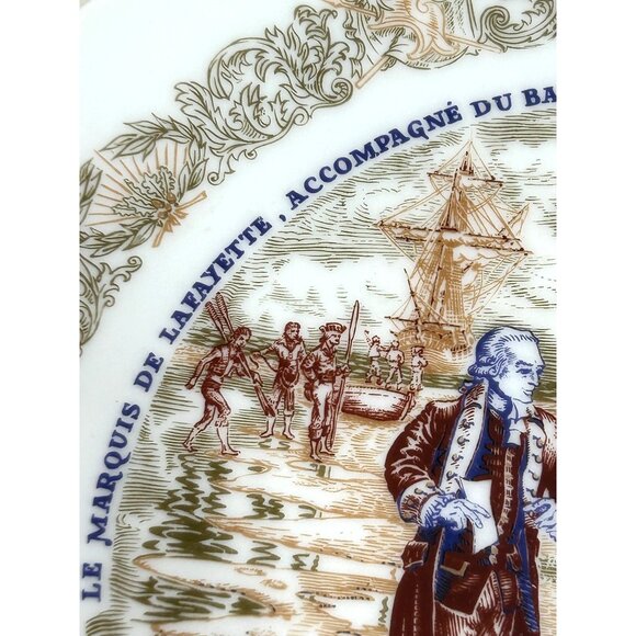 D’Arceau Limoges Vtg Collector’s Plate Lafayette Legacy Baron de Kalb Historic 8 - Picture 4 of 14